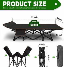 img 1 attached to Heavy Duty Folding Camping Cots For Adults W/ Mattress & Carry Bag - NAIZEA Portable Military Cot