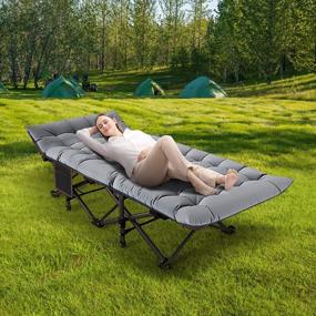 img 3 attached to Heavy Duty Folding Camping Cots For Adults W/ Mattress & Carry Bag - NAIZEA Portable Military Cot