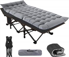 img 4 attached to Heavy Duty Folding Camping Cots For Adults W/ Mattress & Carry Bag - NAIZEA Portable Military Cot