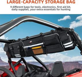 img 3 attached to 🛺 KEMIMOTO UTV Roll Cage Organizer - Enhanced Cargo Rear Storage Bag with Reflective Strip for Pioneer Talon, Polaris Ranger RZR, and Most Full Size UTVs