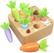 🥕 toddlers montessori toys for 1 2 3 year old, gifts for 6 12 18 months baby boys girls, wooden carrot harvest game toy, educational learning shape sorting matching toy for babies 1-3 логотип