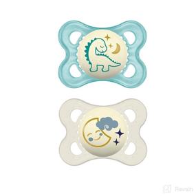 img 4 attached to 🌙 MAM Night Pacifiers 0-6 Months: Best for Breastfed Baby Boys. Glow in the Dark! 2 Count.