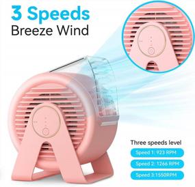 img 1 attached to Pink Misby Portable Rechargeable Fan - Quiet 3-Speed USB Desk Fan For Home/Office/Car/Outdoor Travel