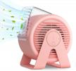 pink misby portable rechargeable fan - quiet 3-speed usb desk fan for home/office/car/outdoor travel logo