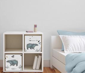 img 3 attached to 🐻 Slate Blue and White Bear Mountain Watercolor Organizer Storage Bins - Set of 2 by Sweet Jojo Designs: Stylish and Functional Collection Storage