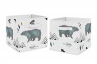 🐻 slate blue and white bear mountain watercolor organizer storage bins - set of 2 by sweet jojo designs: stylish and functional collection storage логотип