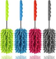 🧹 extendable microfiber duster for cleaning, dxuxsxt with telescoping extension pole, bendable head &amp; scratch-resistant hat - washable cobweb duster for car, window, furniture, office logo