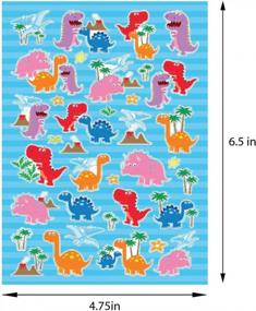 img 1 attached to Tiny Mills Dinosaur Birthday Party Assortment Favor Set Of 108 Pcs (12 Large Party Favor Treat Bags With Handles, 24 Self-Ink Stamps For Kids, 12 Sticker Sheets, 12 Coloring Books, 48 Crayons)