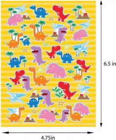 img 2 attached to Tiny Mills Dinosaur Birthday Party Assortment Favor Set Of 108 Pcs (12 Large Party Favor Treat Bags With Handles, 24 Self-Ink Stamps For Kids, 12 Sticker Sheets, 12 Coloring Books, 48 Crayons)