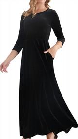 img 4 attached to Женское макси-платье Aphratti с рукавом 3/4, повседневное весеннее расклешенное длинное платье с цветочным принтом