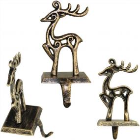 img 3 attached to Add A Touch Of Vintage Charm To Your Fireplace With ODOMY Christmas Stocking Holders: Choose Your Metal Deer Holder Now!