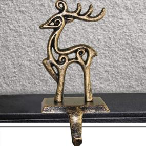 img 2 attached to Add A Touch Of Vintage Charm To Your Fireplace With ODOMY Christmas Stocking Holders: Choose Your Metal Deer Holder Now!