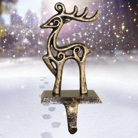 img 4 attached to Add A Touch Of Vintage Charm To Your Fireplace With ODOMY Christmas Stocking Holders: Choose Your Metal Deer Holder Now!