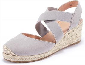 img 4 attached to Stylish And Comfortable Espadrille Wedge Sandals For Women - Elastic Straps And Closed Toe