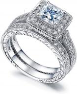 taoqiao square cubic zirconia bridal set princess cut cz jewelry engagement wedding rings set logo