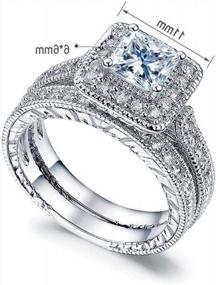 img 3 attached to Taoqiao Square Cubic Zirconia Bridal Set Princess Cut CZ Jewelry Engagement Wedding Rings Set