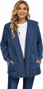 img 2 attached to Warm And Cozy Women'S Sherpa Hooded Cardigan Jacket With Pockets - Perfect Outerwear For Outings And Casual Gatherings