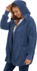 img 1 attached to Warm And Cozy Women'S Sherpa Hooded Cardigan Jacket With Pockets - Perfect Outerwear For Outings And Casual Gatherings