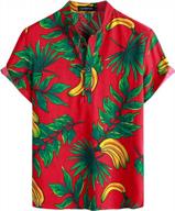 men's summer cotton linen printed henley shirt - lucmatton short sleeve logo
