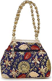 img 3 attached to 👜 Brocade Beaded Bangle Potli Women's Handbag with Wallet & Wristlet