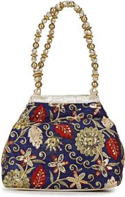 img 4 attached to 👜 Brocade Beaded Bangle Potli Women's Handbag with Wallet & Wristlet