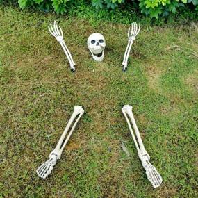 img 3 attached to Life Size Halloween Graveyard Décor Groundbreaker Skeleton Bones And Skull Set (Including Skull, Hands, Legs, Arms And Feet With Lawn Stakes) For Outdoor Party
