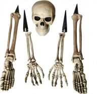 в натуральную величину хэллоуин декор кладбища первопроходец кости скелета и набор черепов (включая череп, руки, ноги, руки и ступни с газонными кольями) для вечеринки на открытом воздухе логотип