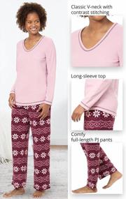 img 1 attached to Winter Fleece Pajamas For Women - Cozy Pullover Top Pajama Set By PajamaGram