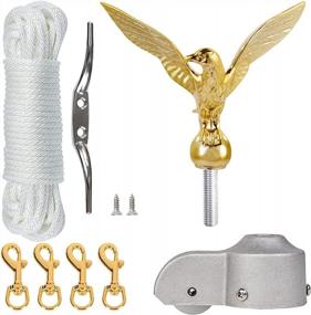 img 4 attached to Complete Flagpole Repair Kit: 50Ft Rope, Eagle Topper, Cleat, Swivel Clips, And Flagpole Truck For 1.6"-2" Poles