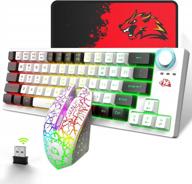 перезаряжаемая игровая клавиатура и мышь с rgb-подсветкой, 64 клавиши, двухцветная клавиатура, мышь crack light up и коврик для мыши — идеально подходит для пк, mac и геймеров — felicon логотип