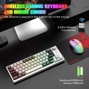 img 3 attached to Rechargeable RGB Backlit Gaming Keyboard And Mouse Combo With 64 Keys, Double Color Keyboard, Crack Light Up Mouse, And Mouse Pad - Ideal For PC, MAC, And Gamers - FELICON