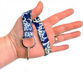 img 2 attached to Personalized Custom Wristlet Key Chain Lanyard - Buttonsmith Hokusai Waves Design - Made In The USA