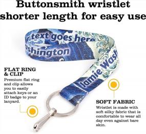 img 3 attached to Personalized Custom Wristlet Key Chain Lanyard - Buttonsmith Hokusai Waves Design - Made In The USA