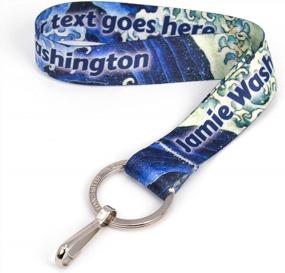 img 4 attached to Personalized Custom Wristlet Key Chain Lanyard - Buttonsmith Hokusai Waves Design - Made In The USA