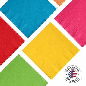 img 2 attached to 7-Pack Rainbow Napkins Set 5" X 5" (Magenta, Turquoise, Red, Yellow, Orange, Lime Green, Amethyst) - Multicolor Bundle