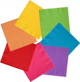 img 4 attached to 7-Pack Rainbow Napkins Set 5" X 5" (Magenta, Turquoise, Red, Yellow, Orange, Lime Green, Amethyst) - Multicolor Bundle