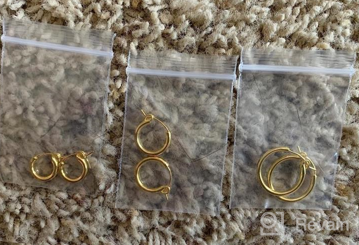 img 1 attached to Set Of 3 Pairs Small Gold Hoop Earrings For Women - Hypoallergenic S925 Sterling Silver Hoops In 14K Gold, Rose Gold, And Silver Plating Perfect For Girls And Women review by Joe Comforti