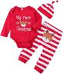 my 1st christmas baby boy outfits romper bodysuit santa pants with hat christmas clothes set logo