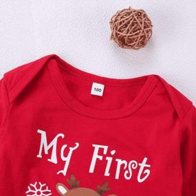 img 3 attached to My 1St Christmas Baby Boy Outfits Romper Bodysuit Santa Pants With Hat Christmas Clothes Set