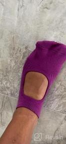 img 5 attached to Нескользящие носки для йоги Sportneer для женщин: 3 пары носков для станка, пилатеса и больниц с верхним отверстием для пальцев ног, изготовлены из хлопка