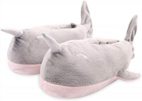 img 2 attached to Women'S Unicorn Animal Slippers Fuzzy House Shoes For Girls Whale Shark Narwhal Flats