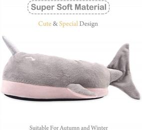 img 1 attached to Women'S Unicorn Animal Slippers Fuzzy House Shoes For Girls Whale Shark Narwhal Flats