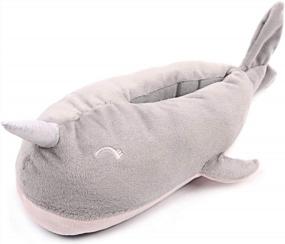 img 4 attached to Women'S Unicorn Animal Slippers Fuzzy House Shoes For Girls Whale Shark Narwhal Flats