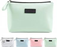 small pu leather makeup bag with zipper for women travel - cosmetic pouch purse organizer (green) logo