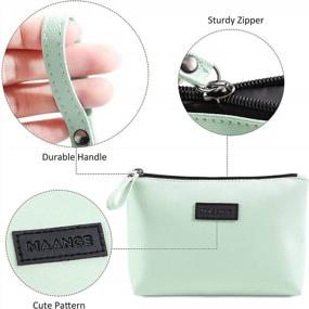 img 1 attached to Small PU Leather Makeup Bag With Zipper For Women Travel - Cosmetic Pouch Purse Organizer (Green)