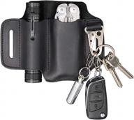 ultimate edc organization: xxl leather sheath for multitools, knives, and flashlights - key ring holder and pouch organizer included! logo