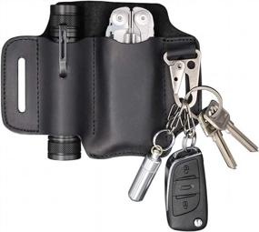 img 4 attached to Ultimate EDC Organization: XXL Leather Sheath For Multitools, Knives, And Flashlights - Key Ring Holder And Pouch Organizer Included!