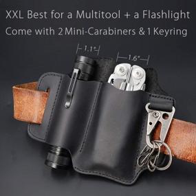 img 3 attached to Ultimate EDC Organization: XXL Leather Sheath For Multitools, Knives, And Flashlights - Key Ring Holder And Pouch Organizer Included!