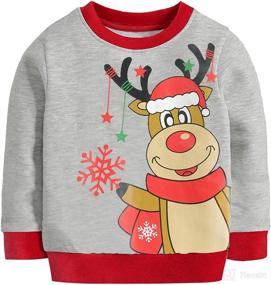 img 4 attached to 🎄 Kids Christmas Sweater Funny Reindeer Santa Pullover Toddler Boys Girls Sweatshirt Xmas Shirt Tops 2-7 Years