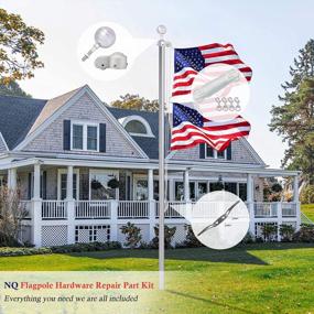 img 3 attached to NQ Flagpole Hardware Repair Parts Kit-50 Feet Halyard Rope +3" Silver Ball+6" Zinc Alloy Cleat +4 PCS Metal Swivel Snap Clips+Aluminum Alloy Flagpole Truck With Nylon Pulley For 1.6"-2" Flag Poles Top